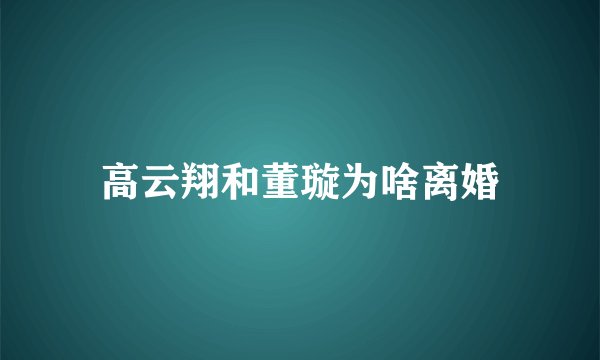 高云翔和董璇为啥离婚