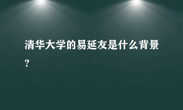 清华大学的易延友是什么背景?