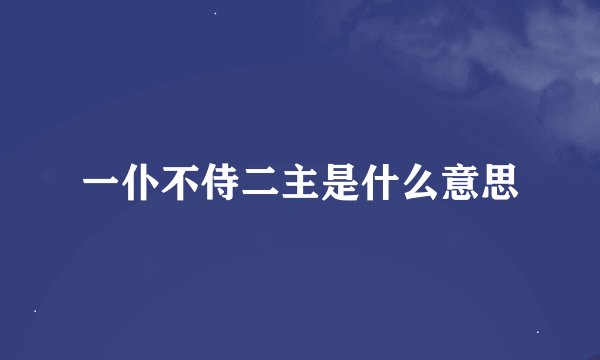 一仆不侍二主是什么意思
