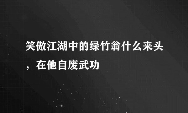 笑傲江湖中的绿竹翁什么来头，在他自废武功