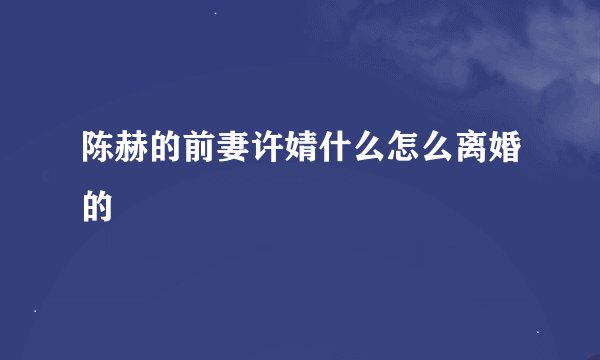 陈赫的前妻许婧什么怎么离婚的