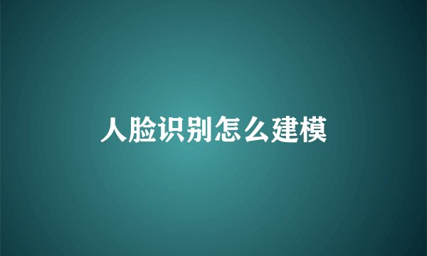 人脸识别怎么建模