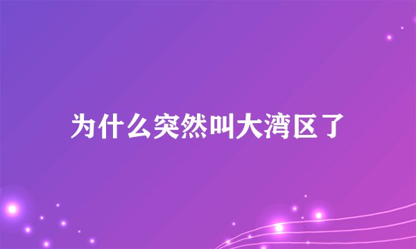 为什么突然叫大湾区了