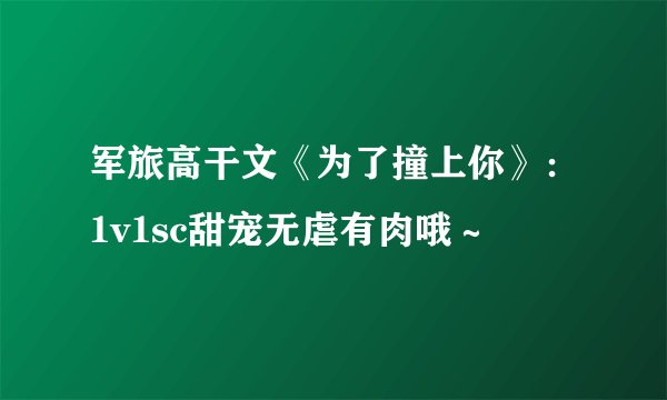 军旅高干文《为了撞上你》：1v1sc甜宠无虐有肉哦～