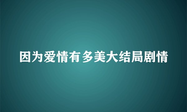 因为爱情有多美大结局剧情