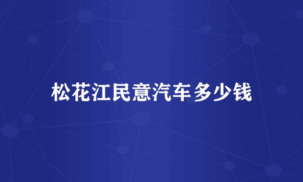 松花江民意汽车多少钱
