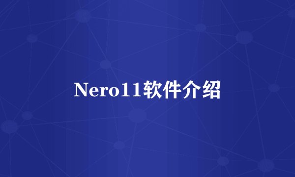 Nero11软件介绍