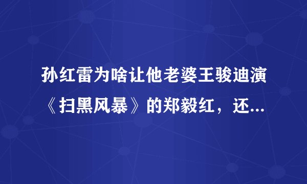 孙红雷为啥让他老婆王骏迪演《扫黑风暴》的郑毅红，还是跟自己对着干的反派