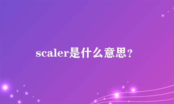 scaler是什么意思？