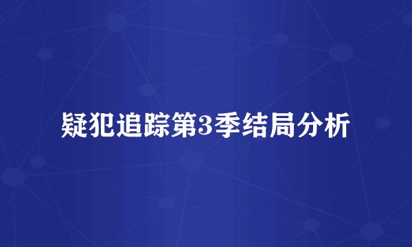 疑犯追踪第3季结局分析