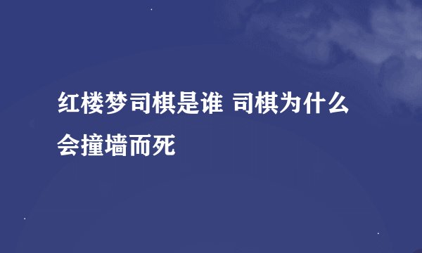 红楼梦司棋是谁 司棋为什么会撞墙而死