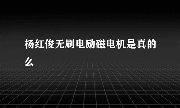 杨红俊无刷电励磁电机是真的么