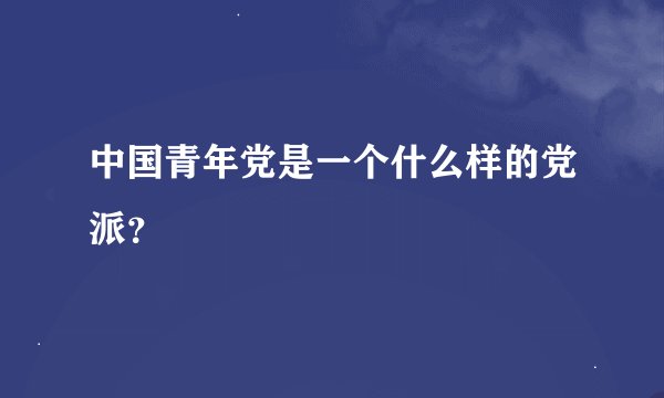 中国青年党是一个什么样的党派？