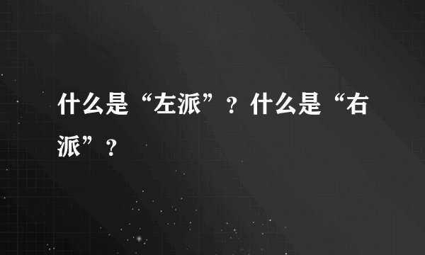 什么是“左派”？什么是“右派”？