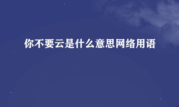 你不要云是什么意思网络用语