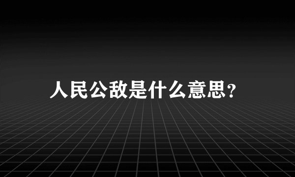 人民公敌是什么意思?