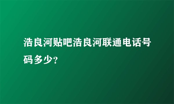 浩良河贴吧浩良河联通电话号码多少？