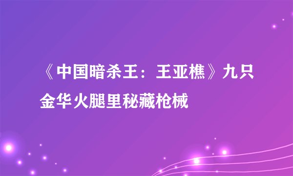 《中国暗杀王：王亚樵》九只金华火腿里秘藏枪械