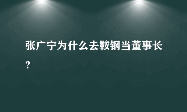 张广宁为什么去鞍钢当董事长？