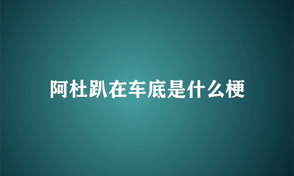 阿杜趴在车底是什么梗