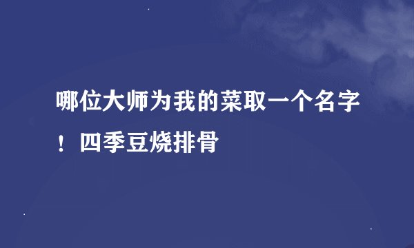 哪位大师为我的菜取一个名字！四季豆烧排骨