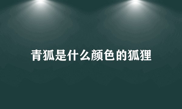 青狐是什么颜色的狐狸