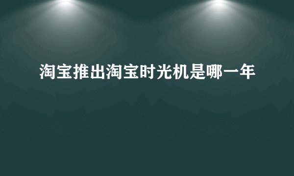 淘宝推出淘宝时光机是哪一年