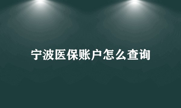 宁波医保账户怎么查询