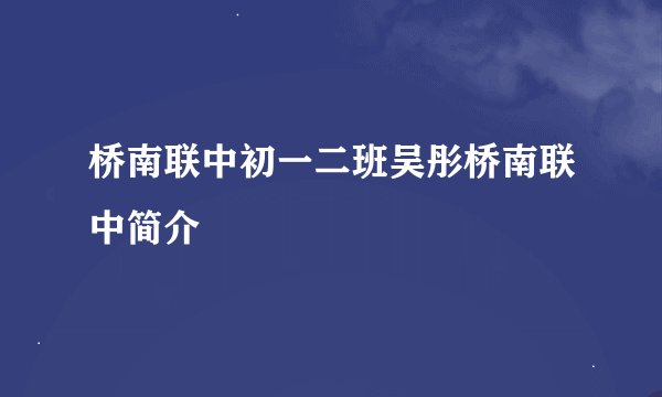 桥南联中初一二班吴彤桥南联中简介
