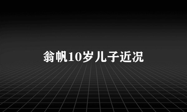翁帆10岁儿子近况