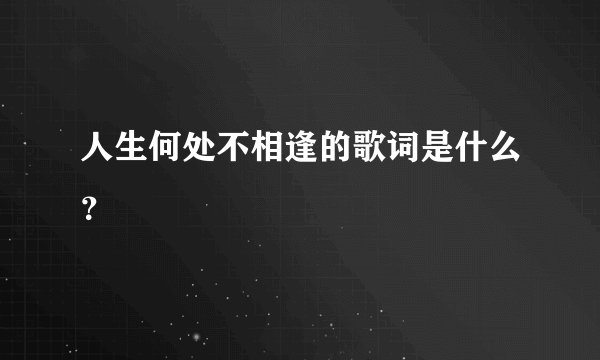 人生何处不相逢的歌词是什么？