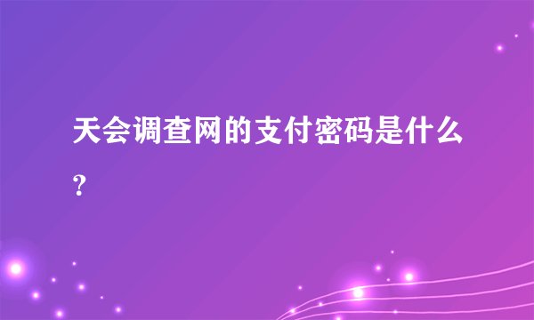 天会调查网的支付密码是什么？