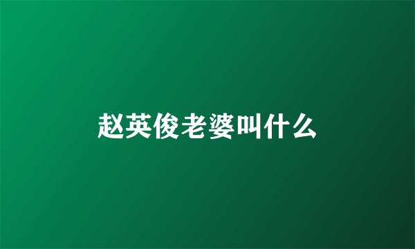 赵英俊老婆叫什么