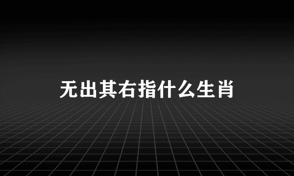 无出其右指什么生肖