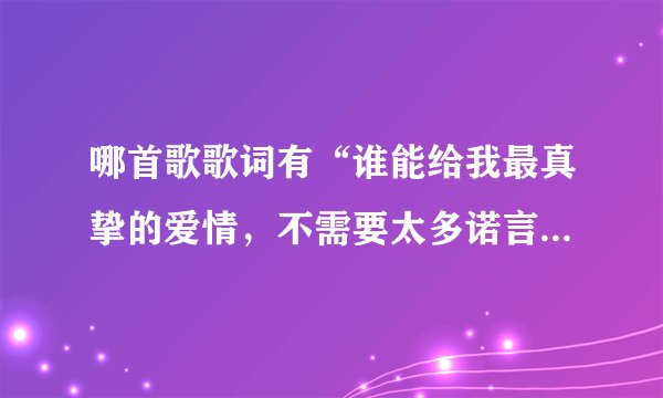 哪首歌歌词有“谁能给我最真挚的爱情，不需要太多诺言的堆积”