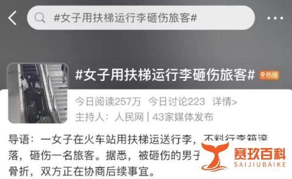 惊险一幕！女子用扶梯运送行李箱砸伤旅客，致其胳膊当场脱臼！