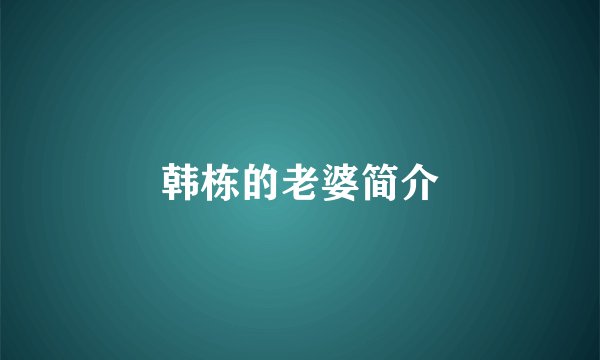 韩栋的老婆简介