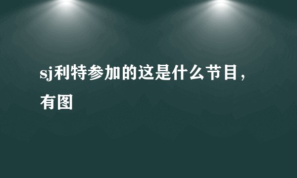 sj利特参加的这是什么节目，有图