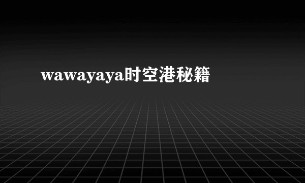wawayaya时空港秘籍