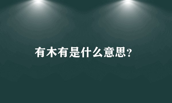 有木有是什么意思？