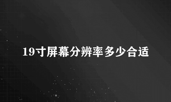 19寸屏幕分辨率多少合适