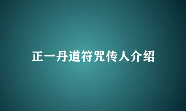 正一丹道符咒传人介绍