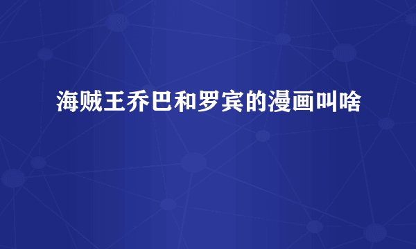 海贼王乔巴和罗宾的漫画叫啥