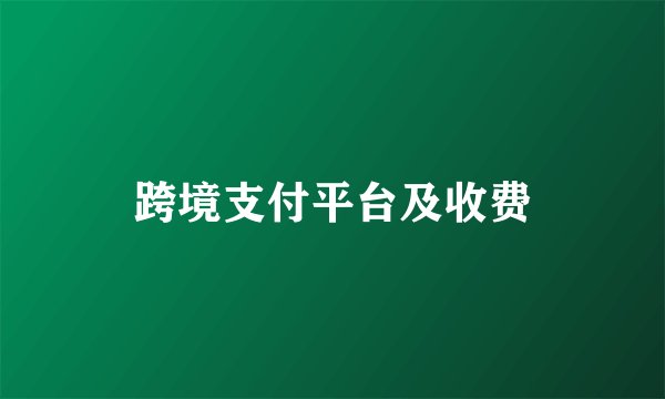 跨境支付平台及收费