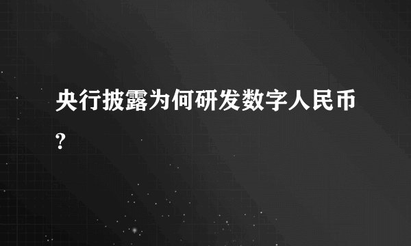 央行披露为何研发数字人民币?