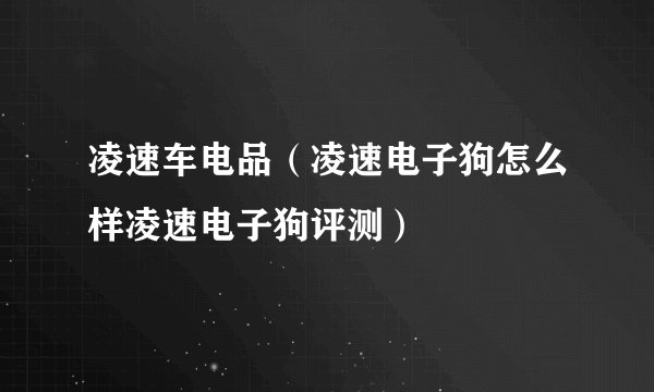凌速车电品（凌速电子狗怎么样凌速电子狗评测）