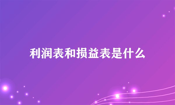 利润表和损益表是什么