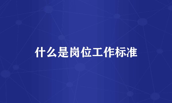什么是岗位工作标准