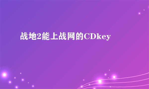 战地2能上战网的CDkey