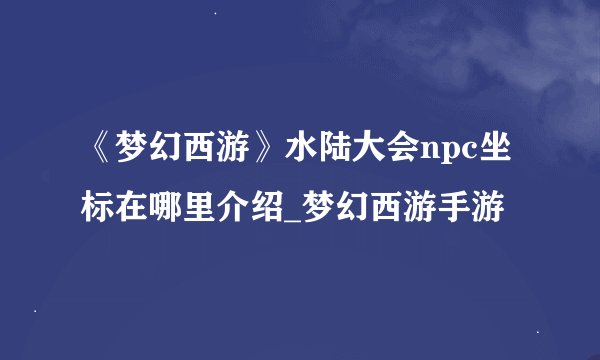 《梦幻西游》水陆大会npc坐标在哪里介绍_梦幻西游手游